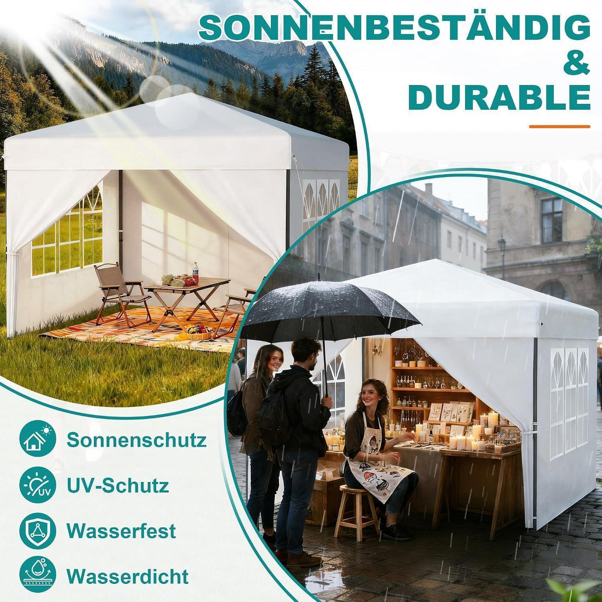 Pop Up Pavillon 2.5x2.5m – Wasserdicht & UV-Schutz