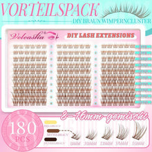 Braune Wimpern-Cluster Extensions – Natürlicher Look 8-16mm
