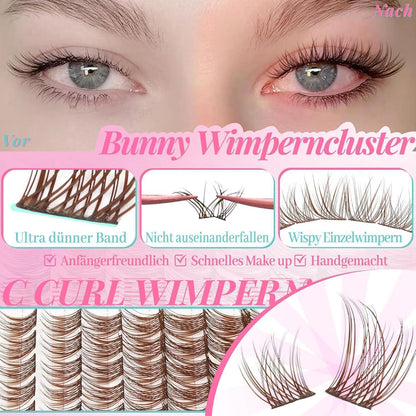 Braune Wimpern-Cluster Extensions – Natürlicher Look 8-16mm