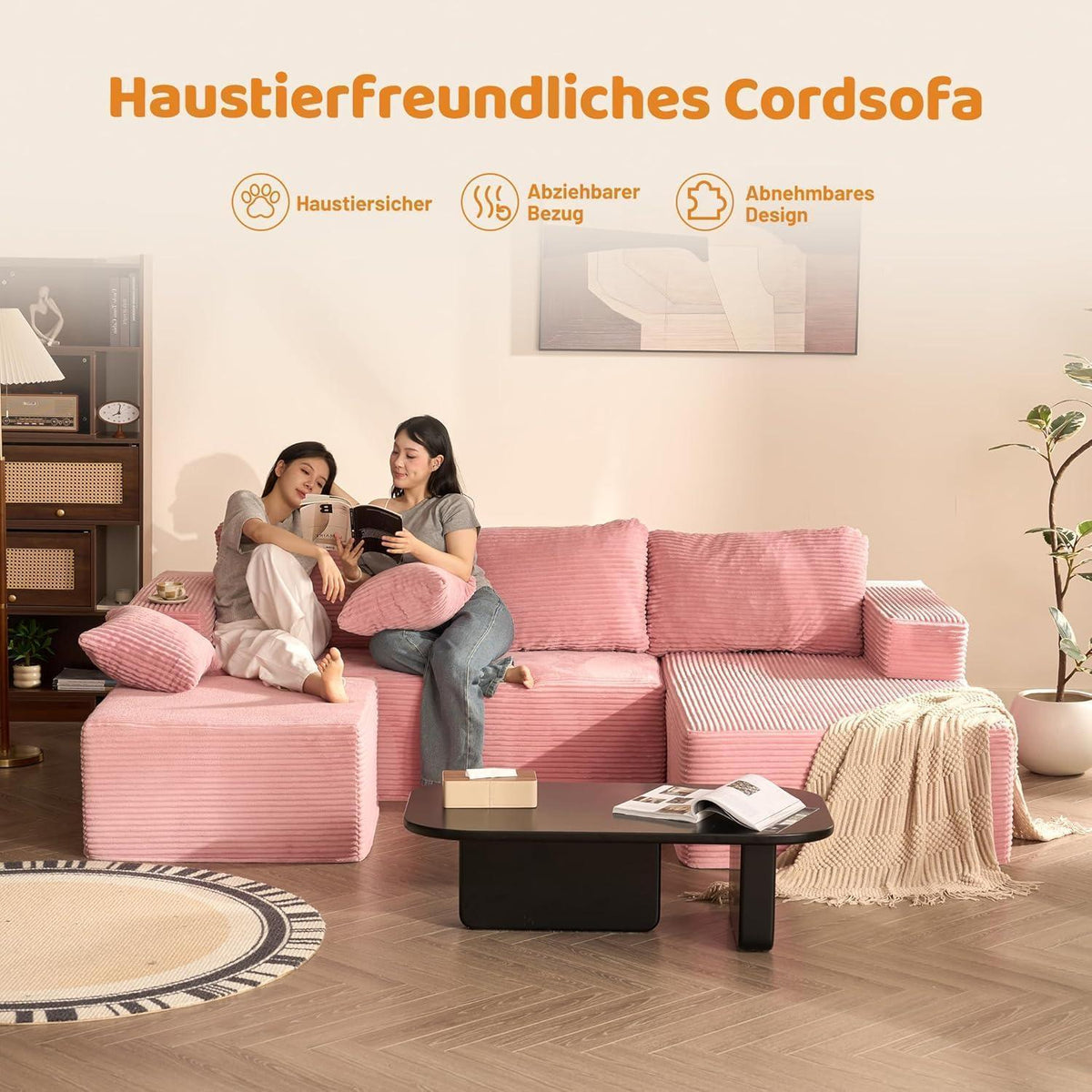 U-förmiges Schlafsofa 272cm mit Chaiselongue & weicher Recamiere