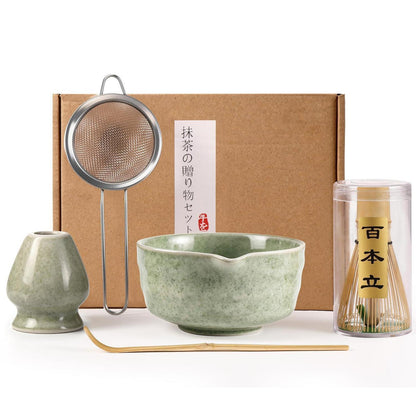 5-tlg. Matcha Set Japanisch – Traditionelles Tee Set mit Schale & Besen