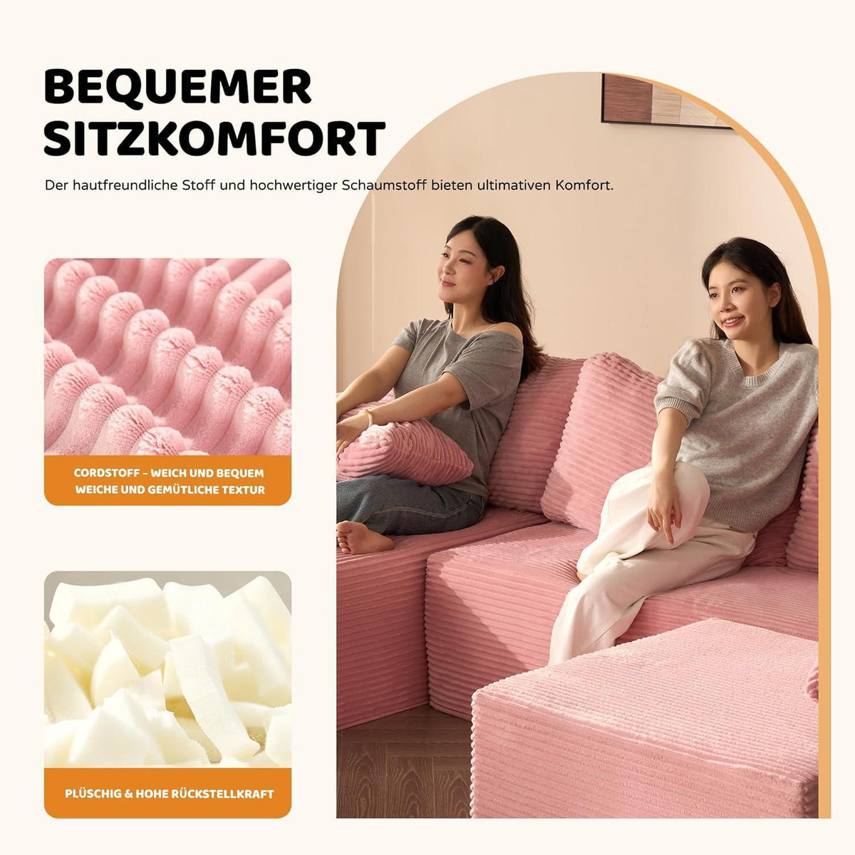 U-förmiges Schlafsofa 272cm mit Chaiselongue Links & Komfort