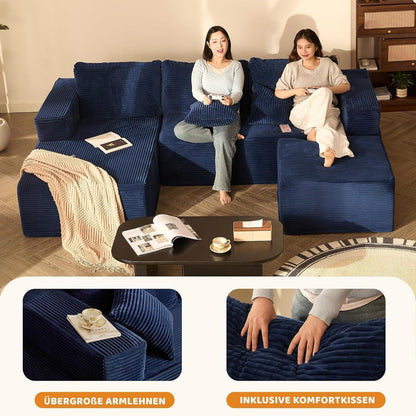Modulares Ecksofa 272cm mit Schlaffunktion & Chaiselongue Links