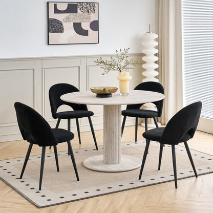 Runder Esstisch Set Grau & Schwarz | Essgruppe für Küche/Esszimmer