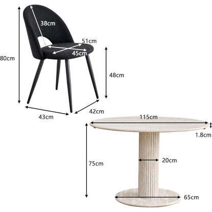 Runder Esstisch Set Grau & Schwarz | Essgruppe für Küche/Esszimmer