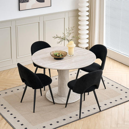 Runder Esstisch Set Grau & Schwarz | Essgruppe für Küche/Esszimmer