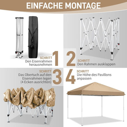 3x3m Faltpavillon mit 4 Seitenwänden – Wasserdicht & Winterfest