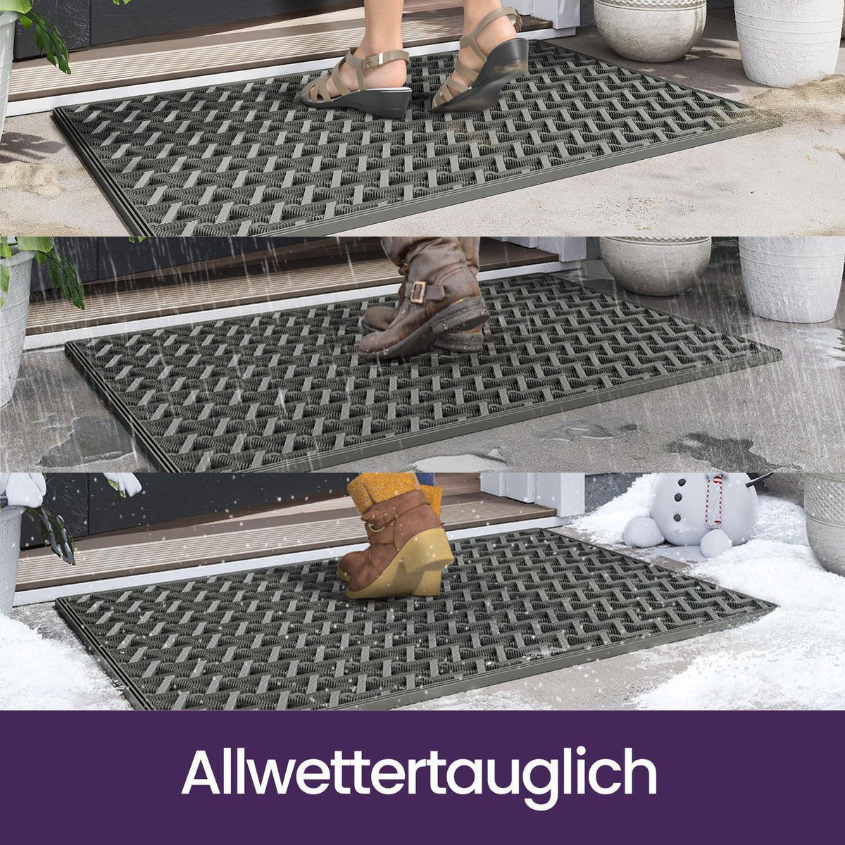 Fußmatte Outdoor rutschfest Grau 81 x 122 cm