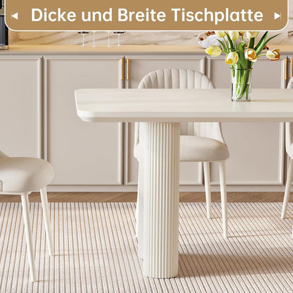 Rechteckiger Esstisch Creme 200 cm mit 8 Stühlen