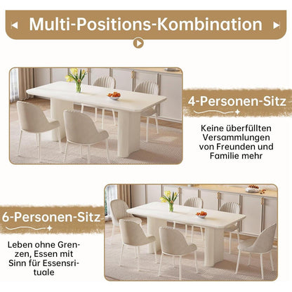 Rechteckiger Esstisch Creme mit 4 Stühlen (160 cm)