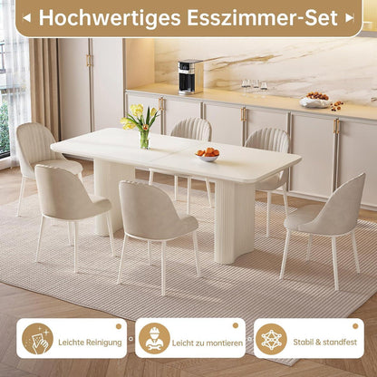 Rechteckiger Esstisch Creme – Moderner Küchentisch 160 cm