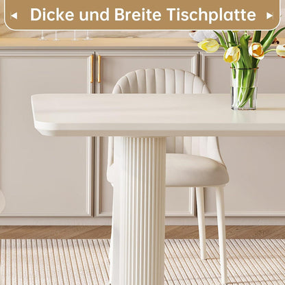 Rechteckiger Esstisch Creme – Moderner Küchentisch 160 cm