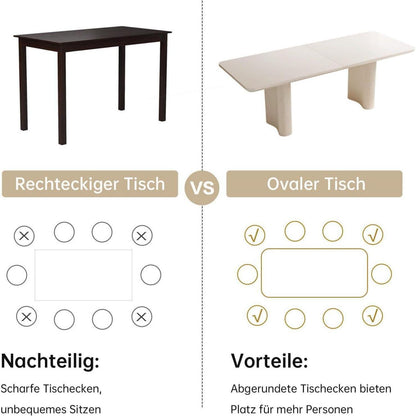 Rechteckiger Esstisch Creme mit 6 Stühlen (200 cm)