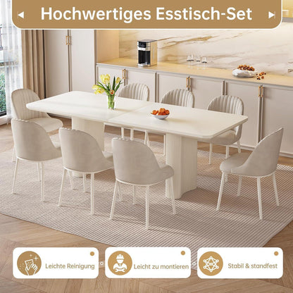 Rechteckiger Esstisch Creme – Moderner Küchentisch 200 cm