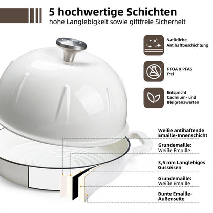 Emaillierter Gusseisen-Brotbacktopf 5,35L Weiß