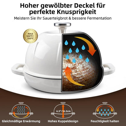 Emaillierter Gusseisen-Brotbacktopf 5,35L Weiß