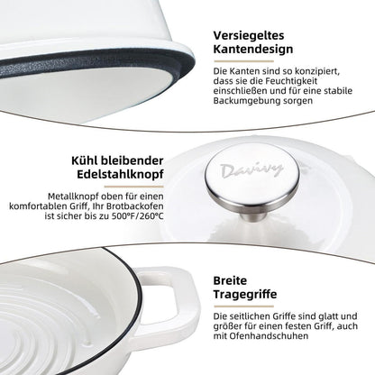 Emaillierter Gusseisen-Brotbacktopf 5,35L Weiß