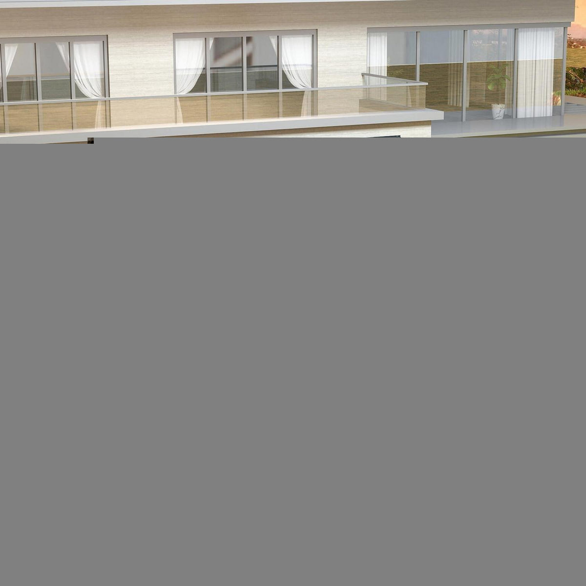 Wandmontierter Pavillon 3x4,6m – Terrassenüberdachung Grau