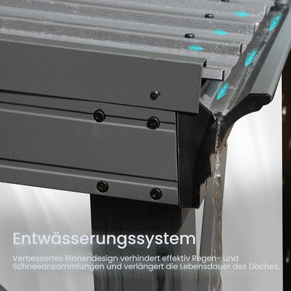 Wandmontierter Pavillon 3x4,6m – Terrassenüberdachung Grau