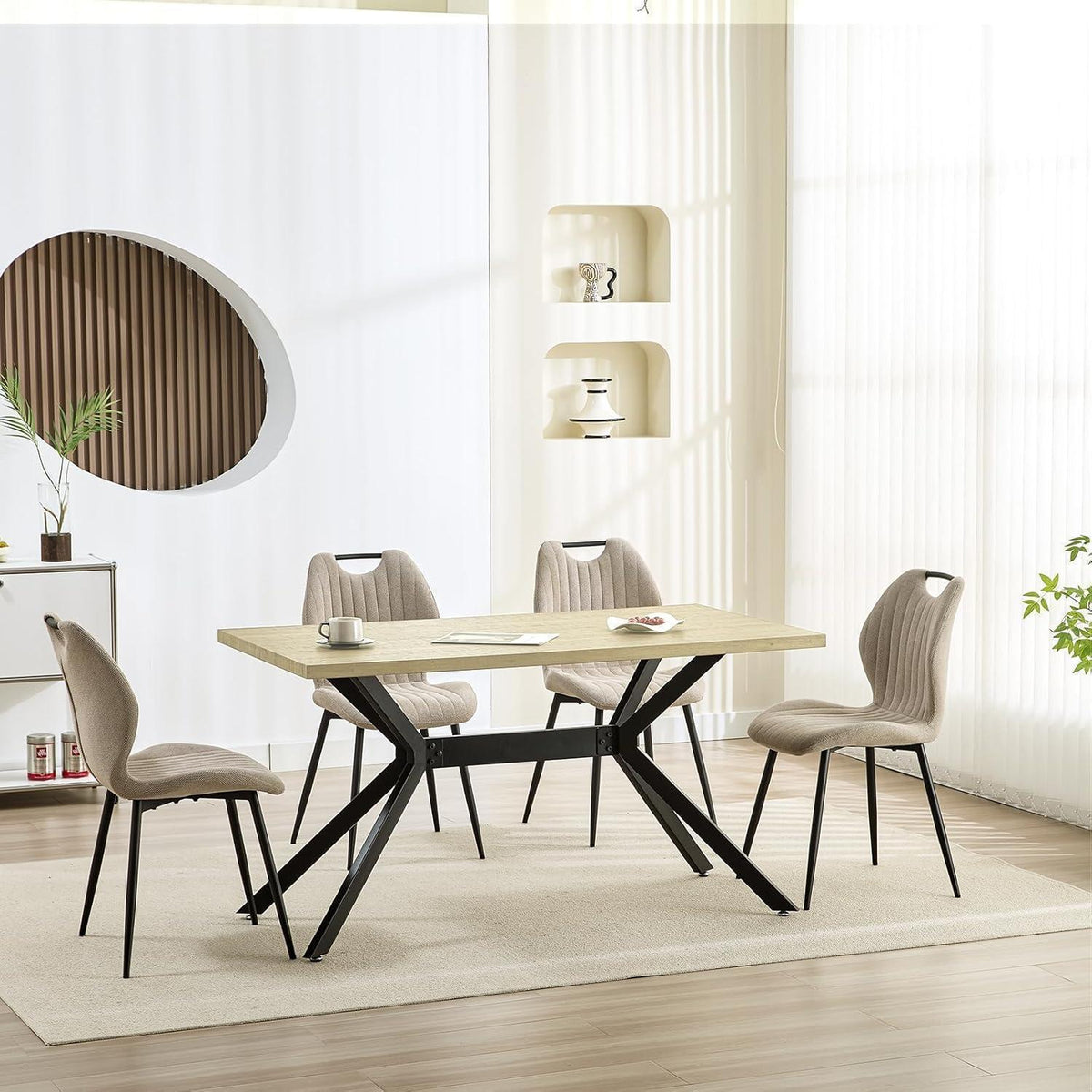 Esszimmergruppe mit Esstisch (140x80cm) & 6 Stühlen – Modern & Komfortabel