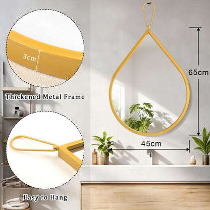 Moderner goldener Wandspiegel 65x45cm – Tropfenform & Metallrahmen