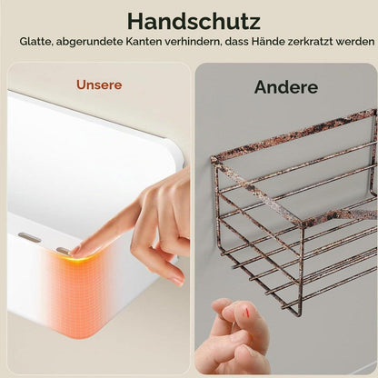 Duschablage ohne Bohren – Weißes Badregal mit 3 Haken