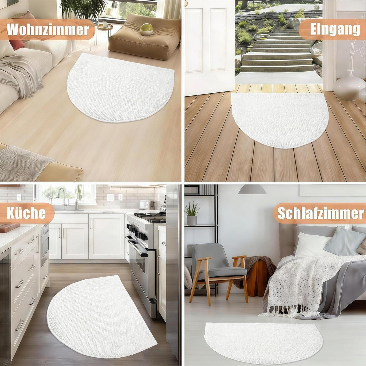 Halbrund Fußmatte 70x100 – Rutschfest & Waschbar für Innen & Außen
