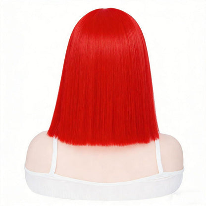 Rote Bob Perücke mit Pony – 30cm Synthetik Perücke für Cosplay