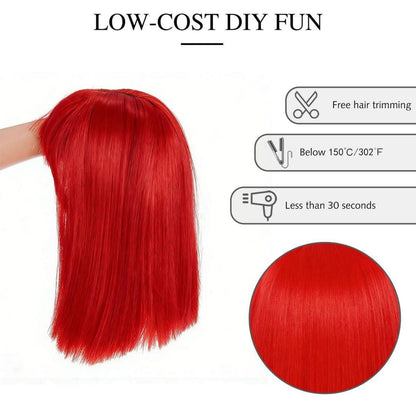 Rote Bob Perücke mit Pony – 30cm Synthetik Perücke für Cosplay