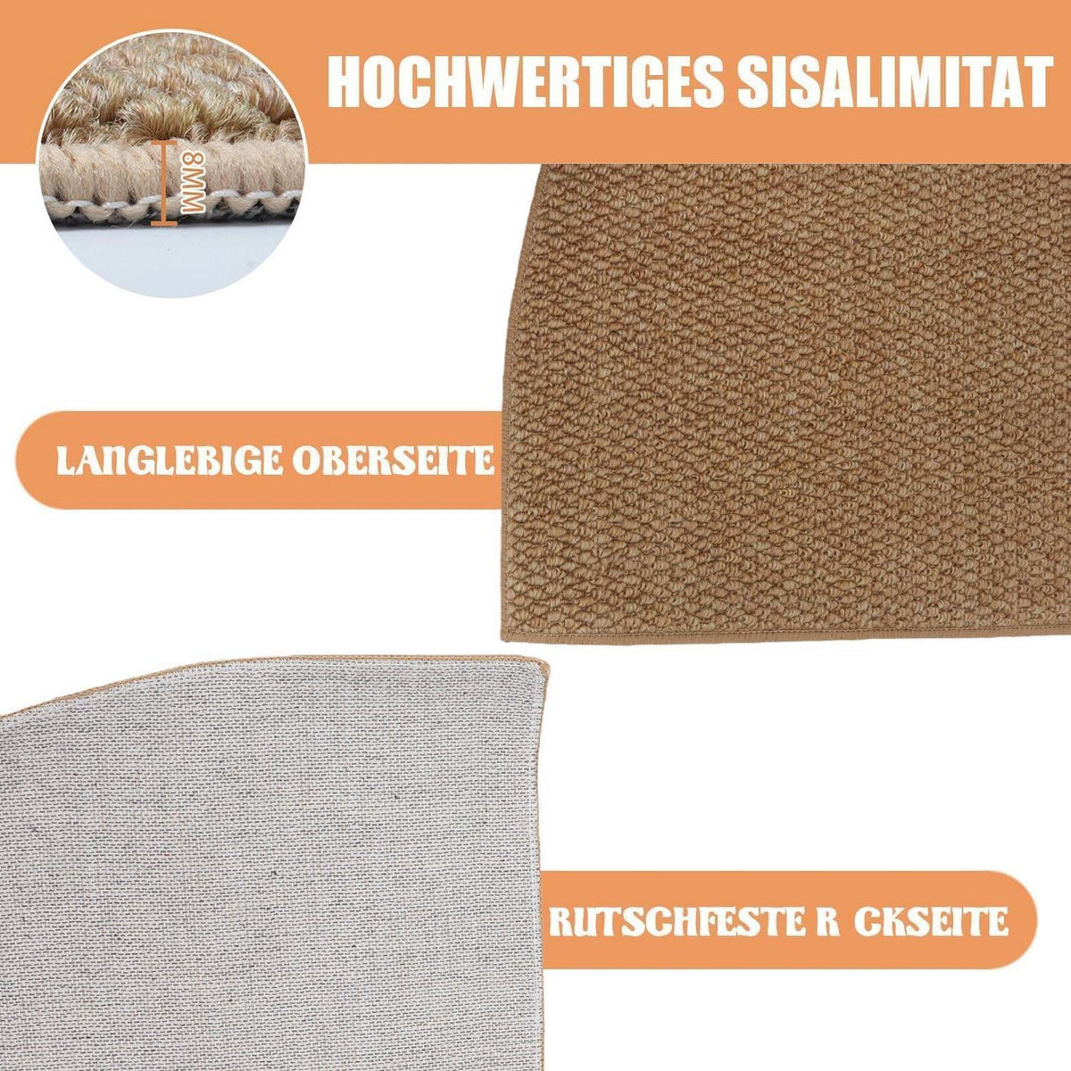 Schmutzfangmatte Halbrund Braun 80x120 – Rutschfest & Waschbar