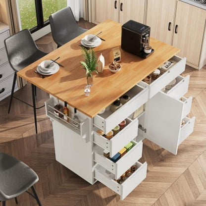 Moderne Kücheninsel mit Rollen & Schubladen (Weiß)