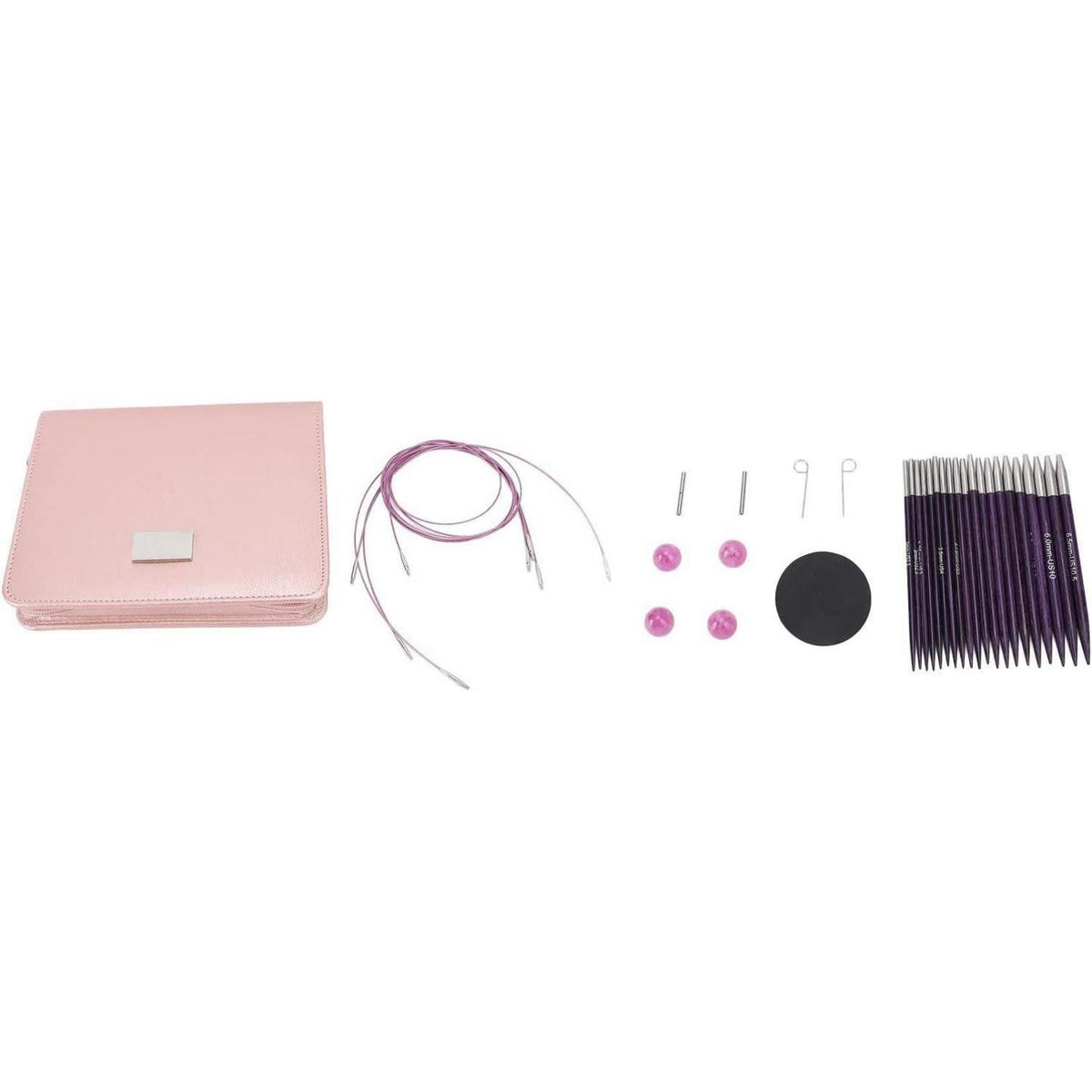 Austauschbares Stricknadel-Set Rosenholz 3-6,5 mm mit Tasche