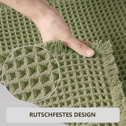 Rutschfester Badezimmerteppich Boho Bohnengrün 60x180cm