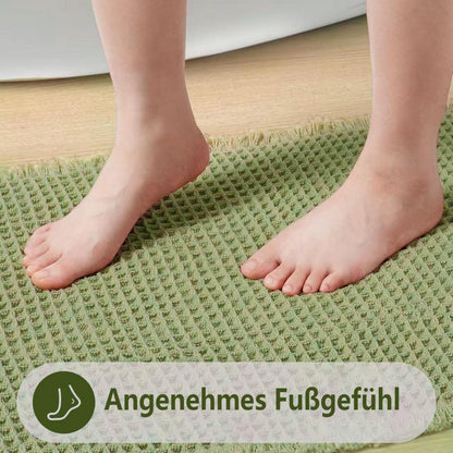Rutschfester Badezimmerteppich Boho Bohnengrün 60x180cm