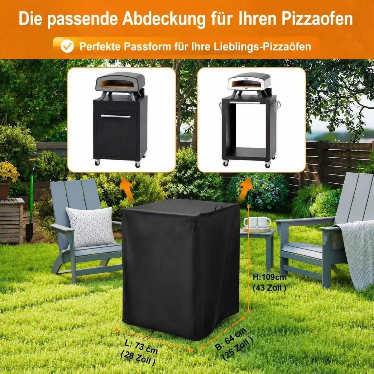 Pizzaofen Abdeckung wasserdicht für Cozze 73x64x109cm