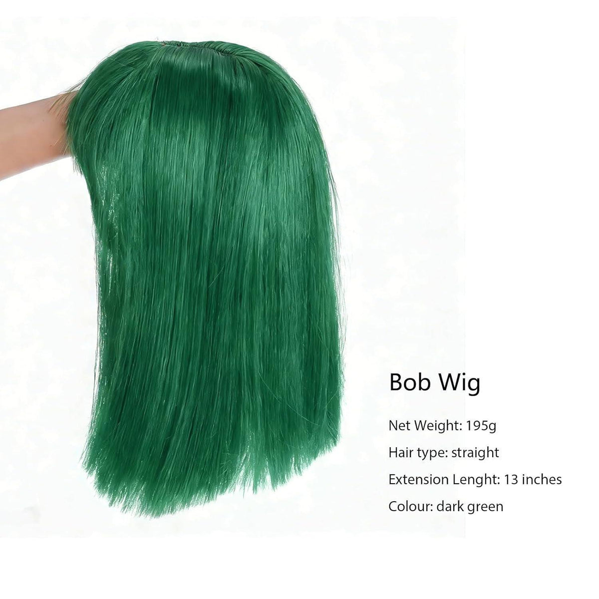 Dunkelgrüne Bob Perücke mit Pony – 13 Zoll Synthetik