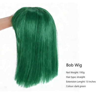 Dunkelgrüne Bob Perücke mit Pony – 13 Zoll Synthetik