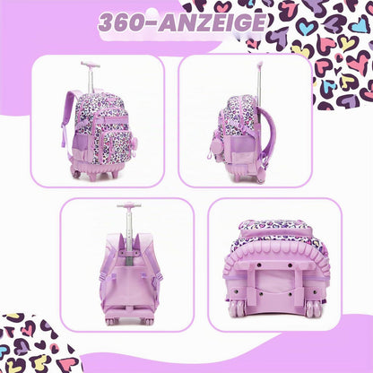Schulrucksack Trolley Mädchen Herz Motiv – Schultasche mit Rollen