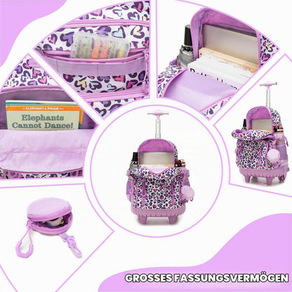 Schulrucksack Trolley Mädchen Herz Motiv – Schultasche mit Rollen