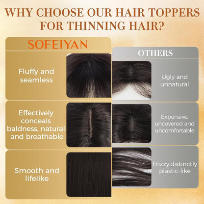 Haar Topper mit Pony – Natürliches Schwarz, 30cm