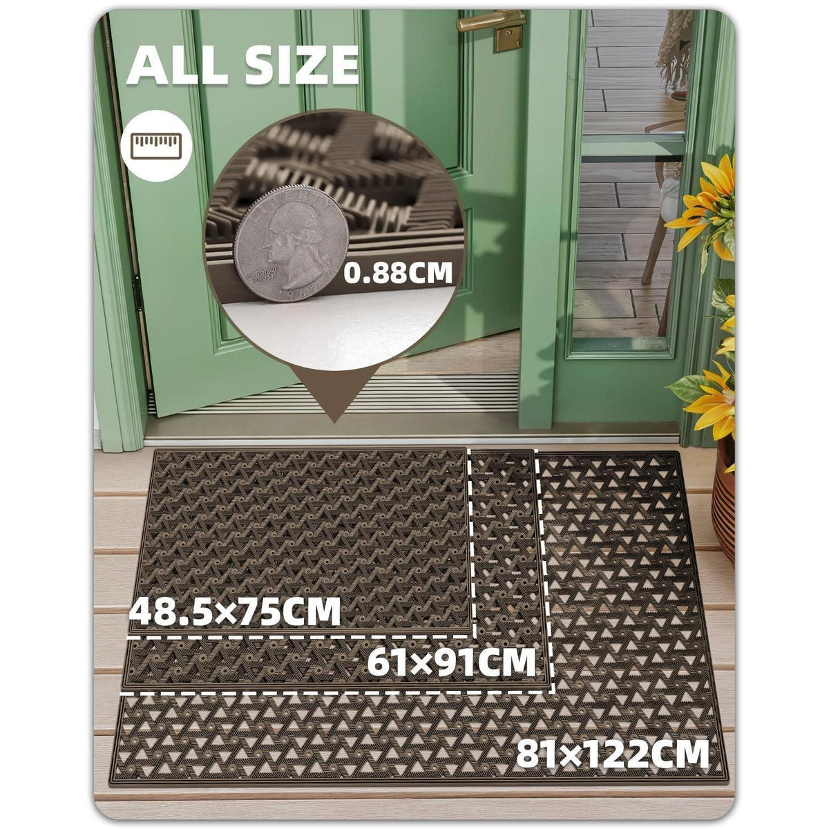 Fußmatte Outdoor Drainage, Braun, 81x122 cm