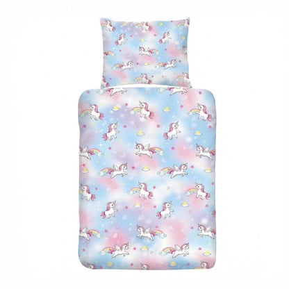 Einhorn Bettwäsche Set 135x200 – Rosa-Blau Mikrofaser