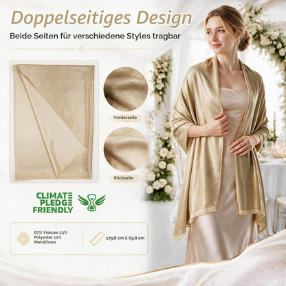 Glitzer Pashmina Stola Wendeschal für Abendkleider Gold