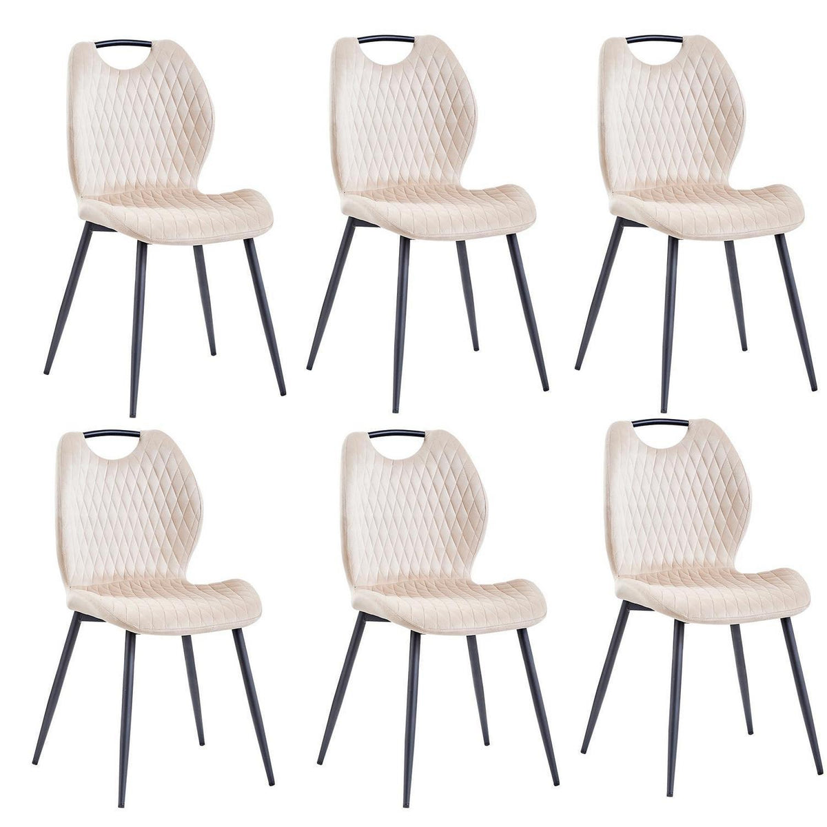 6 Esszimmerstühle Beige – Polsterstuhl Set für Küche & Wohnzimmer
