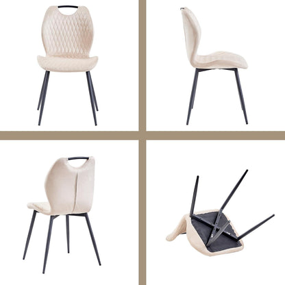 6 Esszimmerstühle Beige – Polsterstuhl Set für Küche & Wohnzimmer