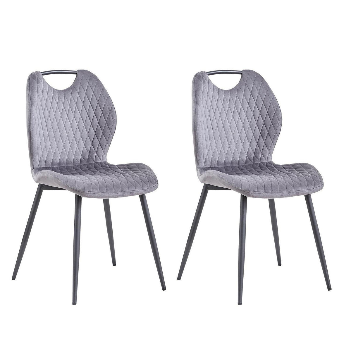 2er-Set Esszimmerstühle Grau – Polsterstühle für Küche & Wohnzimmer