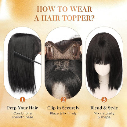 Haar Topper mit Pony – Dünnes Haar abdecken & Volumen zaubern