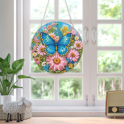Diamant Painting Anhänger Blauer Schmetterling mit Kette