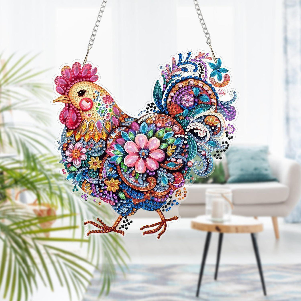 Diamant Painting Anhänger Hahn – DIY Fensterbild mit Kette