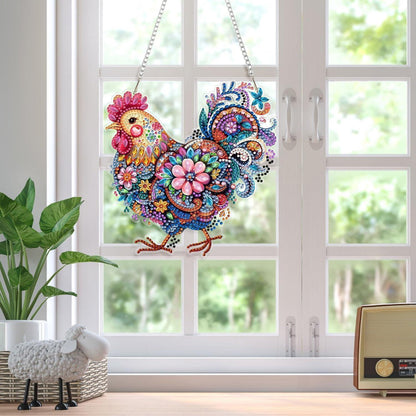 Diamant Painting Anhänger Hahn – DIY Fensterbild mit Kette